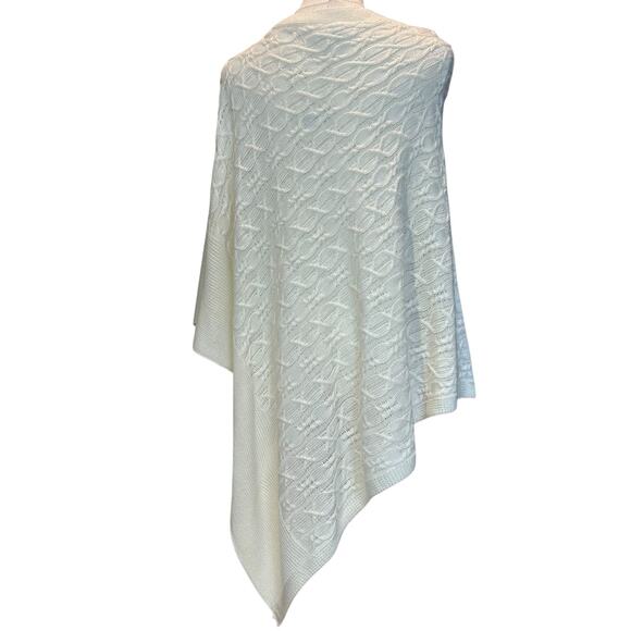 Cable Knit Poncho Cape NWT Kim Rogers Curvy Ivory 1X Sleeveless Boho Y2K Casual - Picture 6 of 8